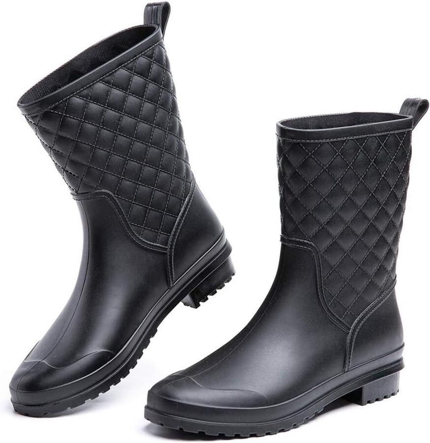 Korte Rubber Regenlaarzen Dames Waterdichte Chelsea Tuinlaarzen Zwart Blauw Khaki