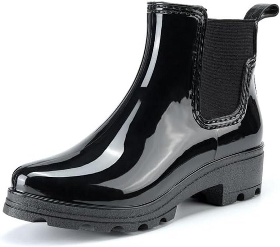 Korte waterdichte dames laarzen met hak voor regen en tuin
