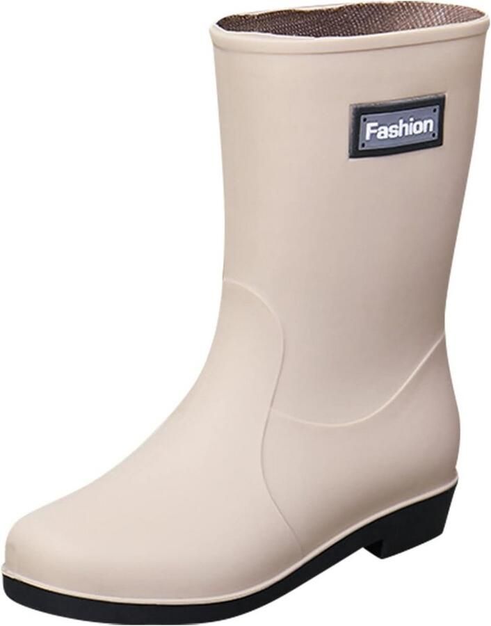 Korte Waterdichte Rubberen Regenlaarzen Dames Slip-On Tuinlaarzen Laag Hak