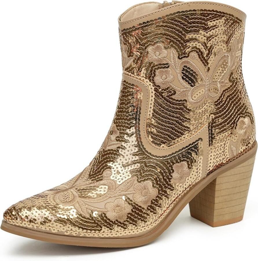 Korte Western Enkellaarzen Dames Cowgirl Laarzen met Ritssluiting