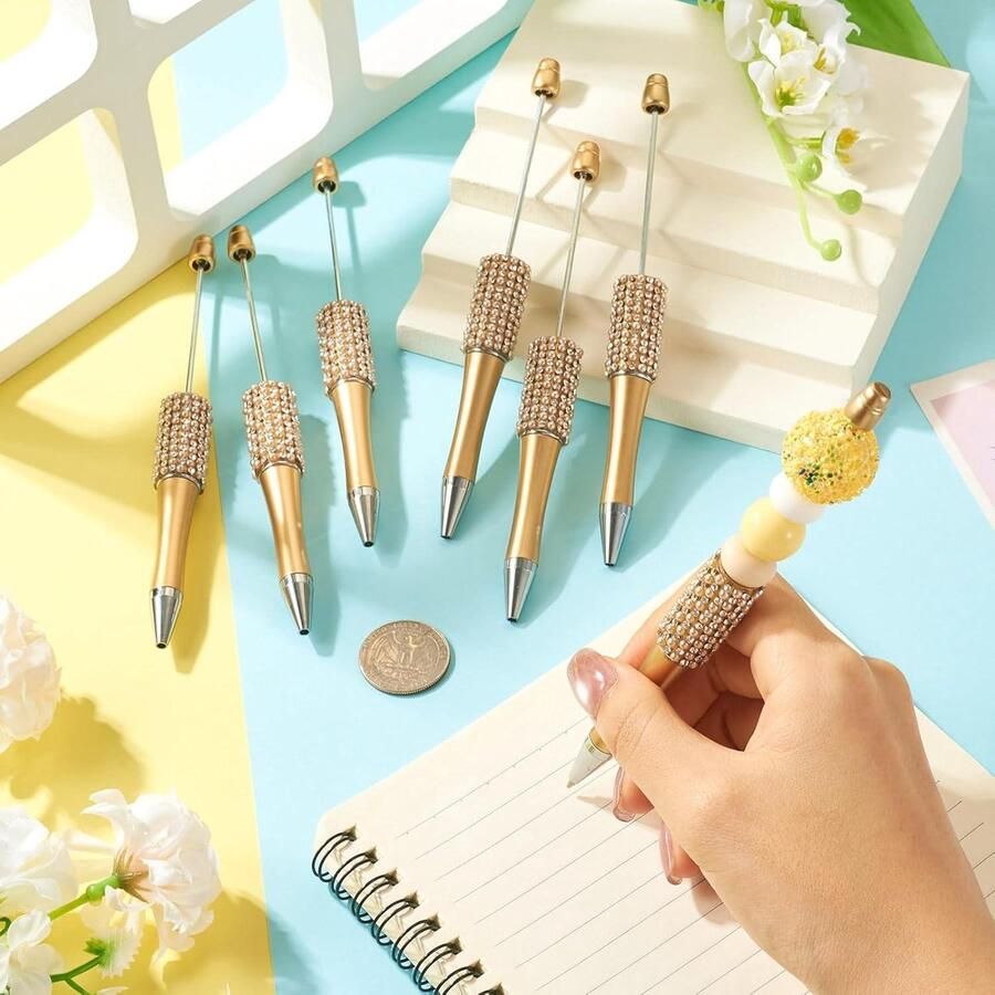 Kristallen Kralenpen Bling DIY Pen Decoraties Parel Kralen School Kantoor Ambacht 10 Stuks Geschikt Voor Decoraties Mocassin Kleur