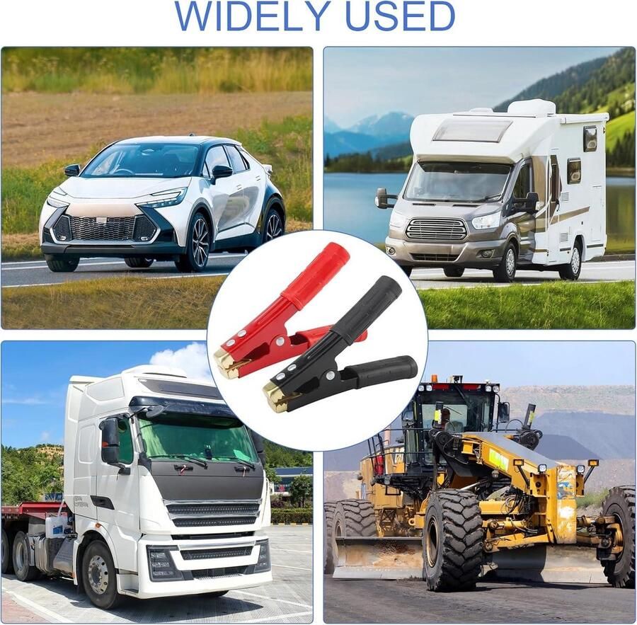 Krokodillenklemmen 2 stuks 1000 A zuiver koper geïsoleerde laarzen handgreep starthulptangen autobatterijen