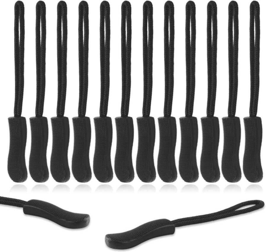 Kryzalite Pack of 12 Replacement Zip Sliders Golf Bag Replacement Loop Zip Slider for Backpacks Jackets Trousers Boots and Coats (Black)