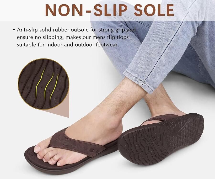 Flip flops heren bruin orthopedische ondersteuning ideaal voor zomerstrand ShopVlot