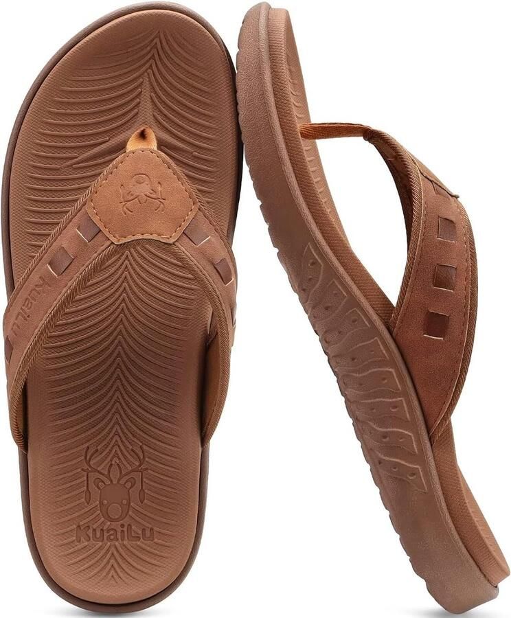 Flip Flops voor heren Comfortabel Khaki Ondersteuning bij platvoet Perfect voor strand ShopVlot