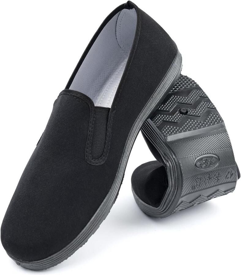 Traditionele Kung Fu en Tai Chi Schoenen Zwart Unisex Ade d Canvas Antislp Rubberen Zolen