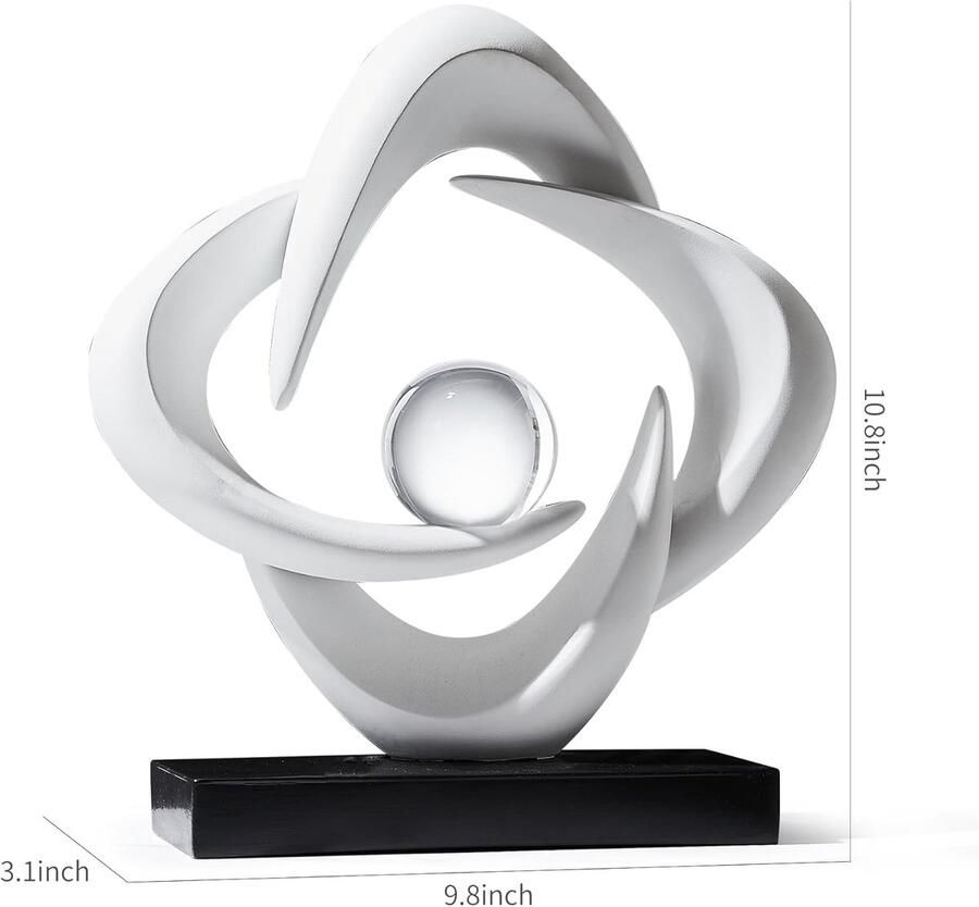 Kunst sculptuur hars goud decoratief standbeeld moderne witte ornamenten voor woonkamer moderne decoratie voor salontafel ingang kantoor verzamelobjecten (wit)
