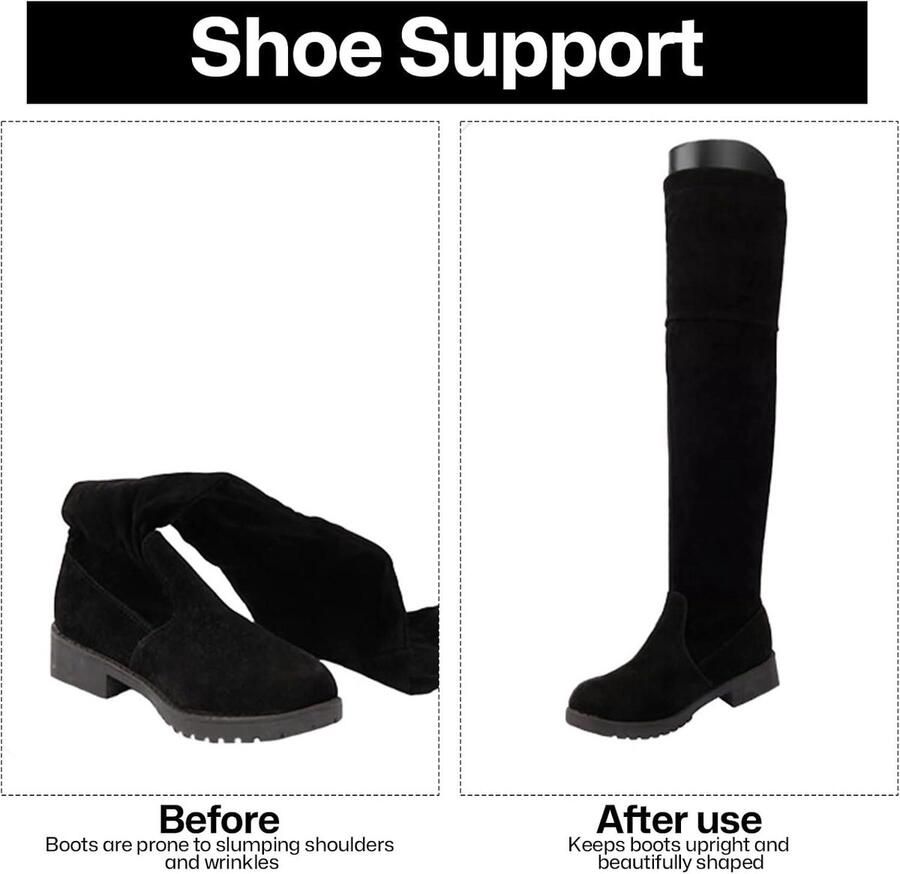 Kunststof laarzenspanners 12 stuks Zwarte laarsvorm inzetstukken Standaard houder voor hoge laarzen en