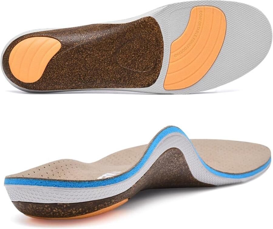 Kurk steunzolen voor nen plantaire fasciitis boogondersteuning orthese-inzetstukken verlichten platte voeten metatarsalgie voetpijn（Beige 40-41 EU ）
