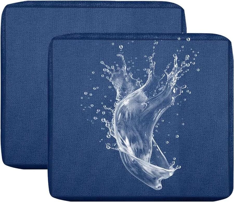Kussenhoes voor buiten voor tuinmeubelen stoelhoes met ritssluiting afneembaar voor binnen en buiten terras (marineblauw 50 x 2 stuks)