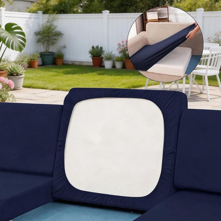 Kussenhoezen outdoor bankhoezen stretch sofa kussenhoezen afneembaar en machinewasbaar. (marineblauw) - Foto 2