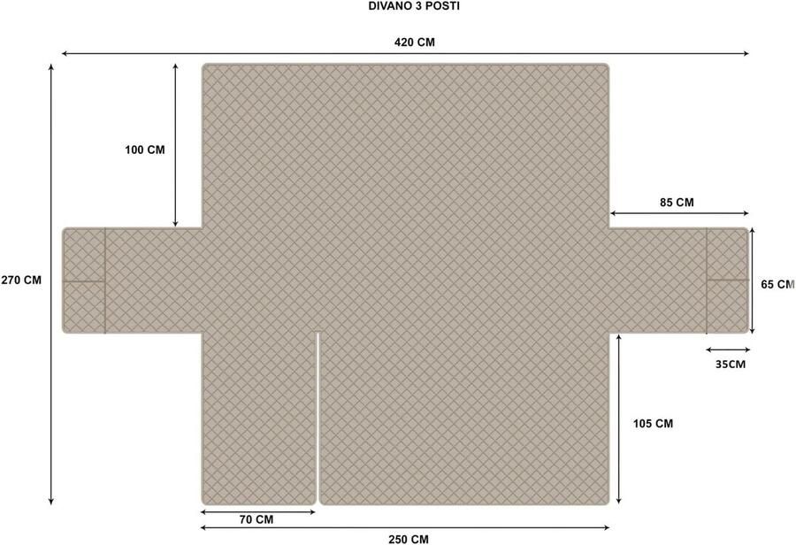 L-vorm zetelbeschermer waterdicht omkeerbaar met kussen geschikt voor alle banken beige