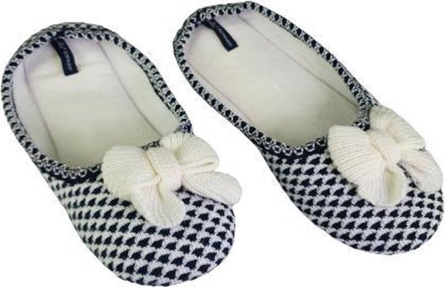 Merkloos Sans marque Laag Model Pantoffel Strik Zwart Wit