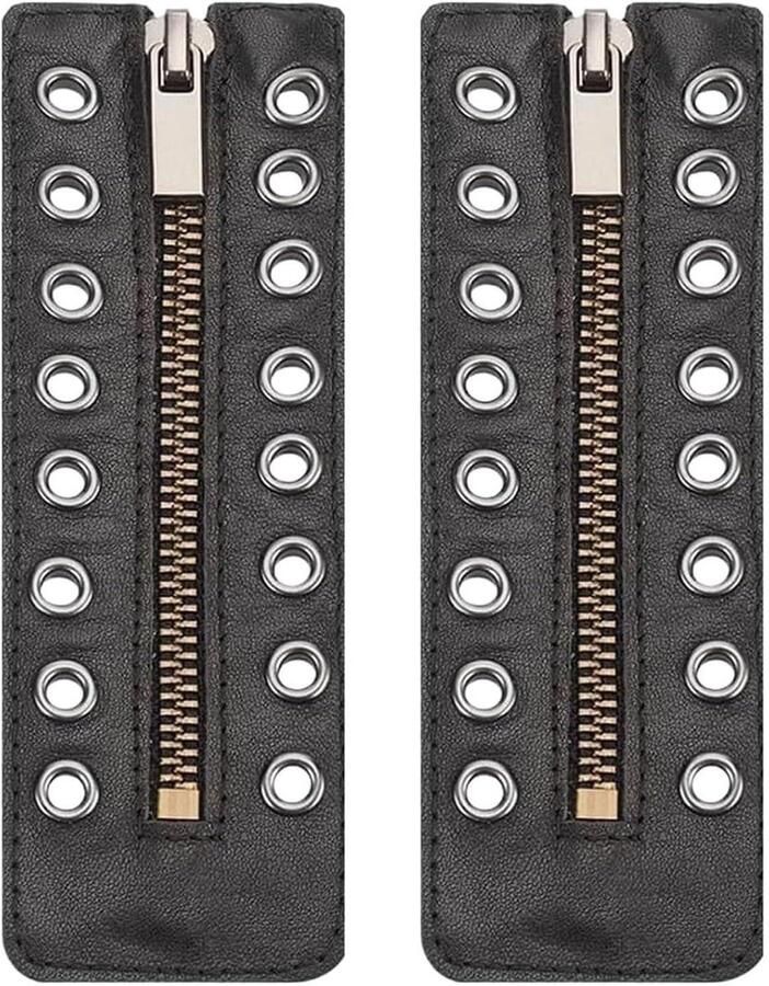 Laars Rits Inserties Ritsveters Schoen Schoenen Snel Sluiten Met 8 Metalen Oogjes Zwart