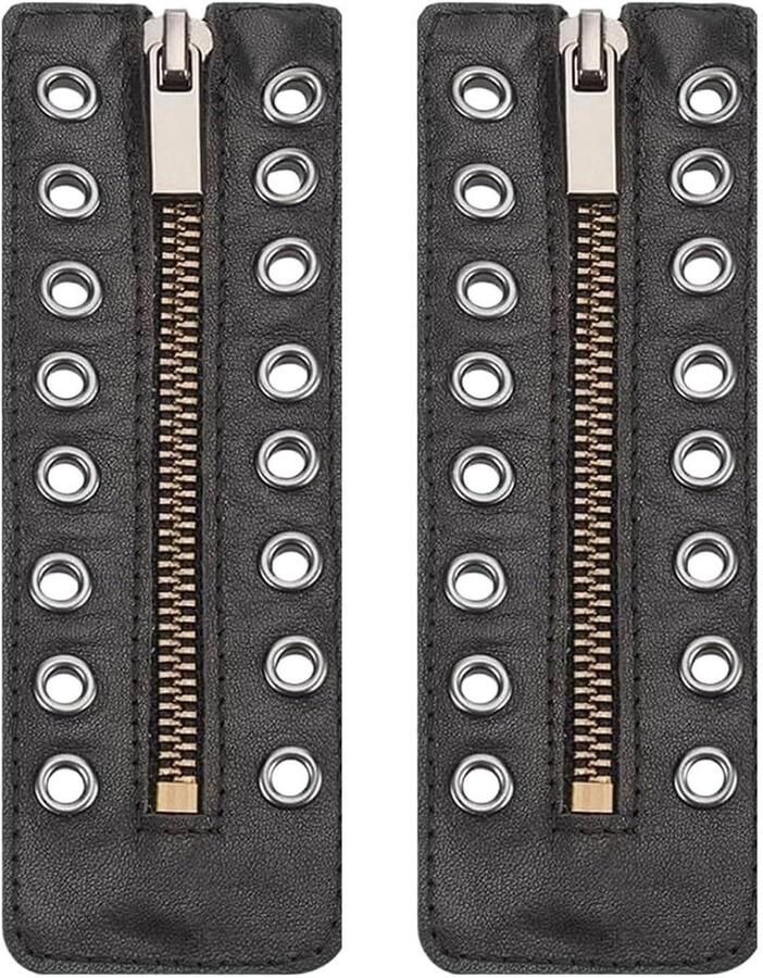 Laars Rits Inserties Ritsveters Schoenen Snel Sluiten Met Metalen Oogjes 2 stuks Zwart