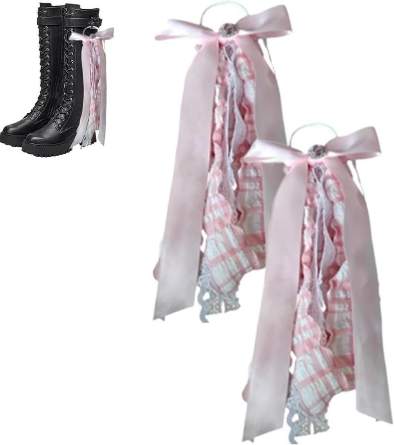 Laars Strikken Boot Decoratie Stijl Vernieuwen Lint en Kant 27x Roze