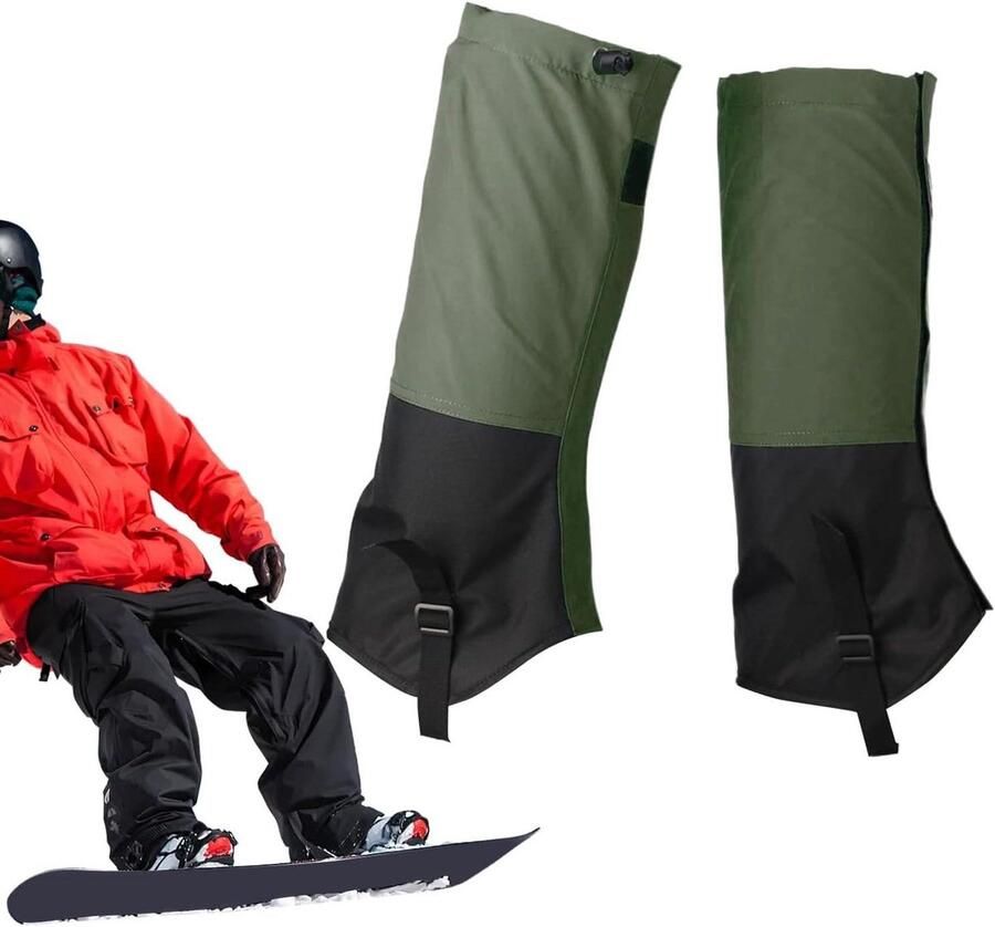 Laarskappen Sneeuw Beenbeschermers Gaiters Outdoor Bescherming Waterdicht Stof Lengte Legergroen