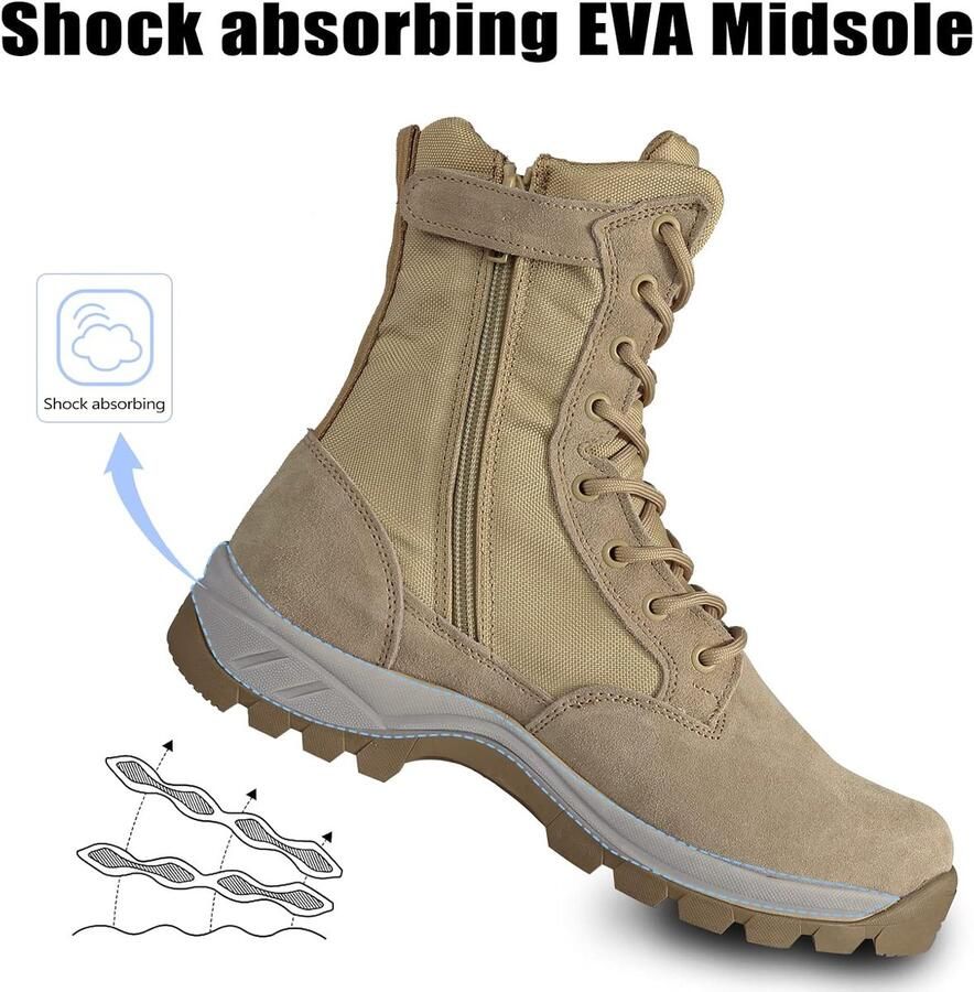 Laarzen Commando Outdoor Woestijn Tactische Laarzen Gevechtslaarzen Leger Patrouillelaarzen Wandelschoenen leer met rits