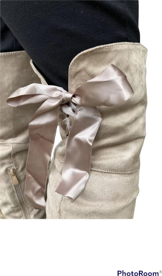 Laarzen cowboyboots imitatiesuède met uitsnedes camelkleurig - Foto 2