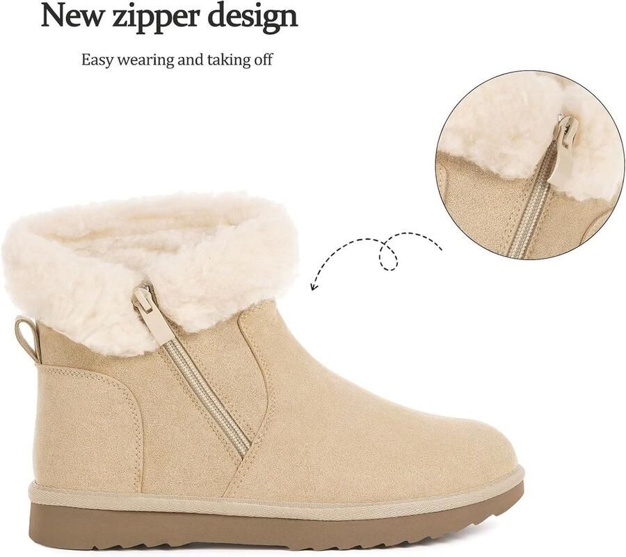 Laarzen dames Waterafstotend Enkellaarsjes Gevoerd Winterschoezen Warmte Sneeuwlaarzen Antislip laarzen Klassieke instaplaarzen Abrikoos