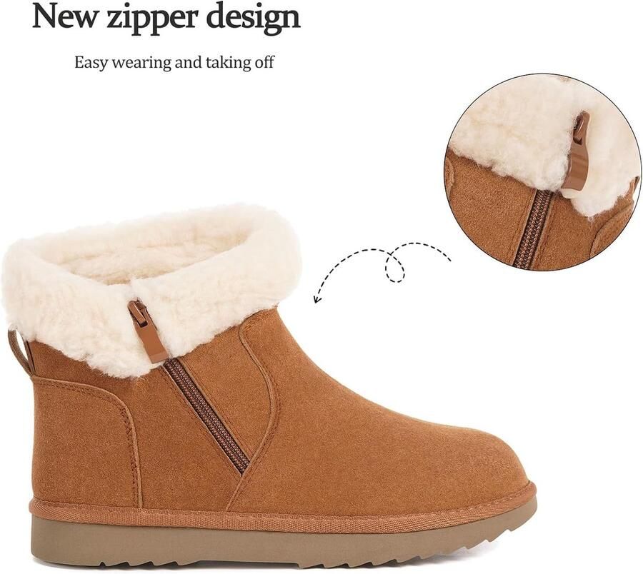 Laarzen dames Waterafstotend Enkellaarsjes Gevoerd Winterschoezen Warmte Sneeuwlaarzen Antislip laarzen Klassieke instaplaarzen Bruin