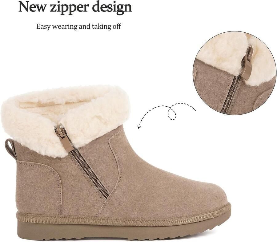 Laarzen dames Waterafstotend Enkellaarsjes Gevoerd Winterschoezen Warmte Sneeuwlaarzen Antislip laarzen Klassieke instaplaarzen Kaki