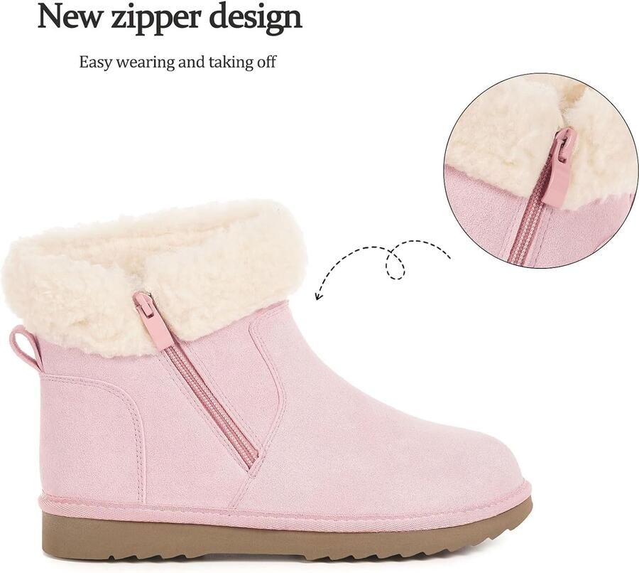 Laarzen dames Waterafstotend Enkellaarsjes Gevoerd Winterschoezen Warmte Sneeuwlaarzen Antislip laarzen Klassieke instaplaarzen Roze