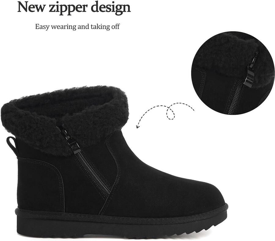 Laarzen dames Waterafstotend Enkellaarsjes Gevoerd Winterschoezen Warmte Sneeuwlaarzen Antislip laarzen Klassieke instaplaarzen Zwart