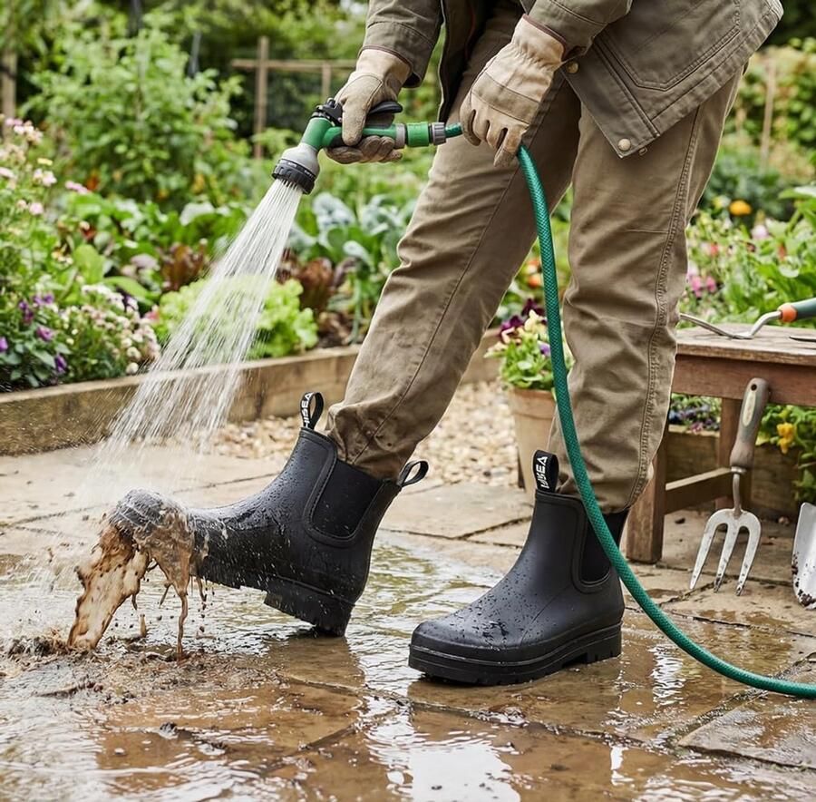 Laarzen Dames Wellington Laarzen Waterdichte Korte Laarzen Antislip Dames Chelsea Laarzen Rubberen Tuinschoenen Lichtgewicht Regenlaarzen voor Buitenactiviteiten