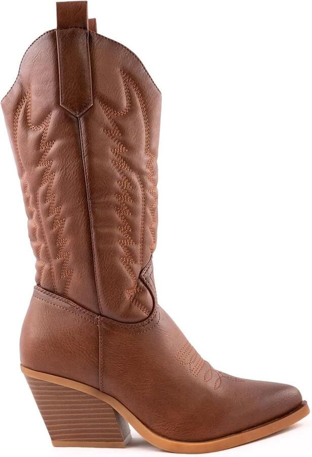 Laarzen Dames Western Laarzen met Hak Kniehoogte Camperos Country Stijl Y02