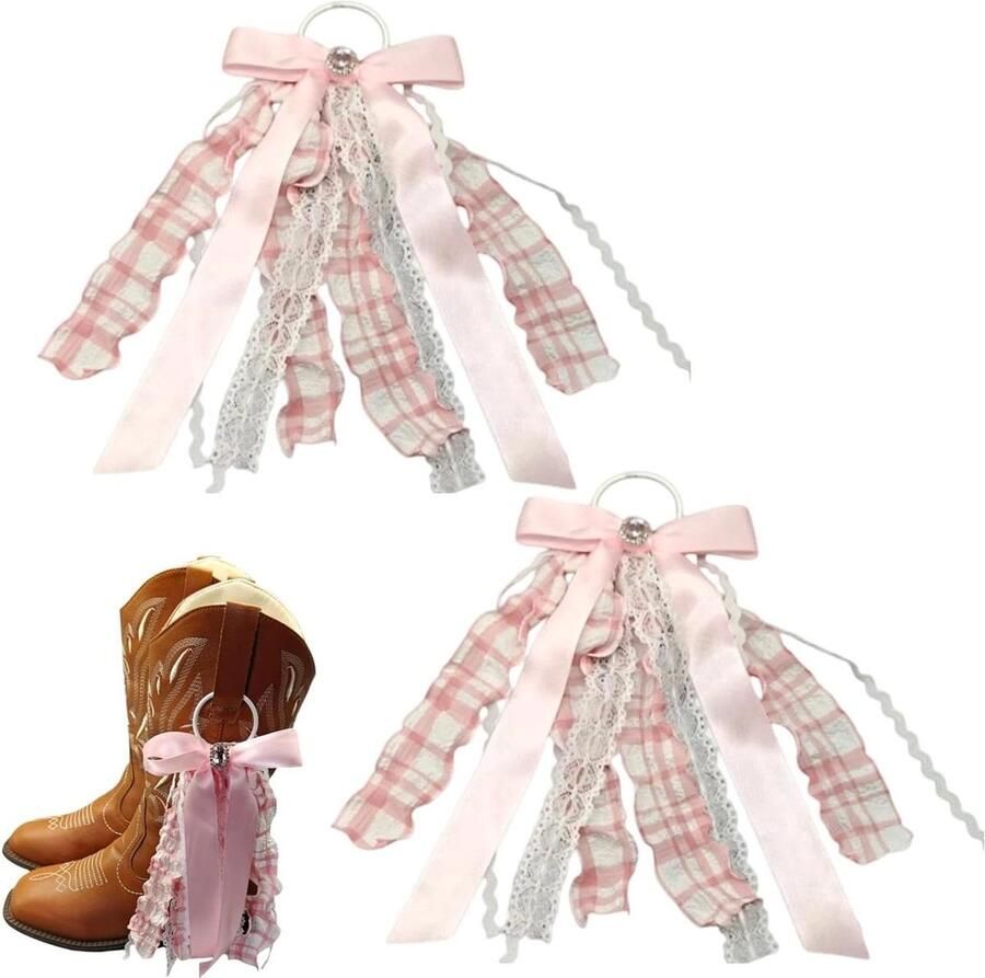 Laarzen Decoraties Schoen Accessoires Kostuum Aankleden Met Kant En Parel 27 x Geruit