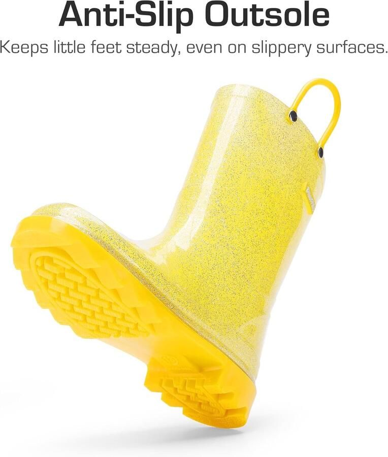Laarzen Glitter met Easy-on Handgrepen Sprankelende Waterdichte Laarzen Outdoor Spelen Regenlaarzen Unisex-Kind Waterdicht slip-ons schitterende kleuren mesh-voering antislipzool voor spelen in de regen