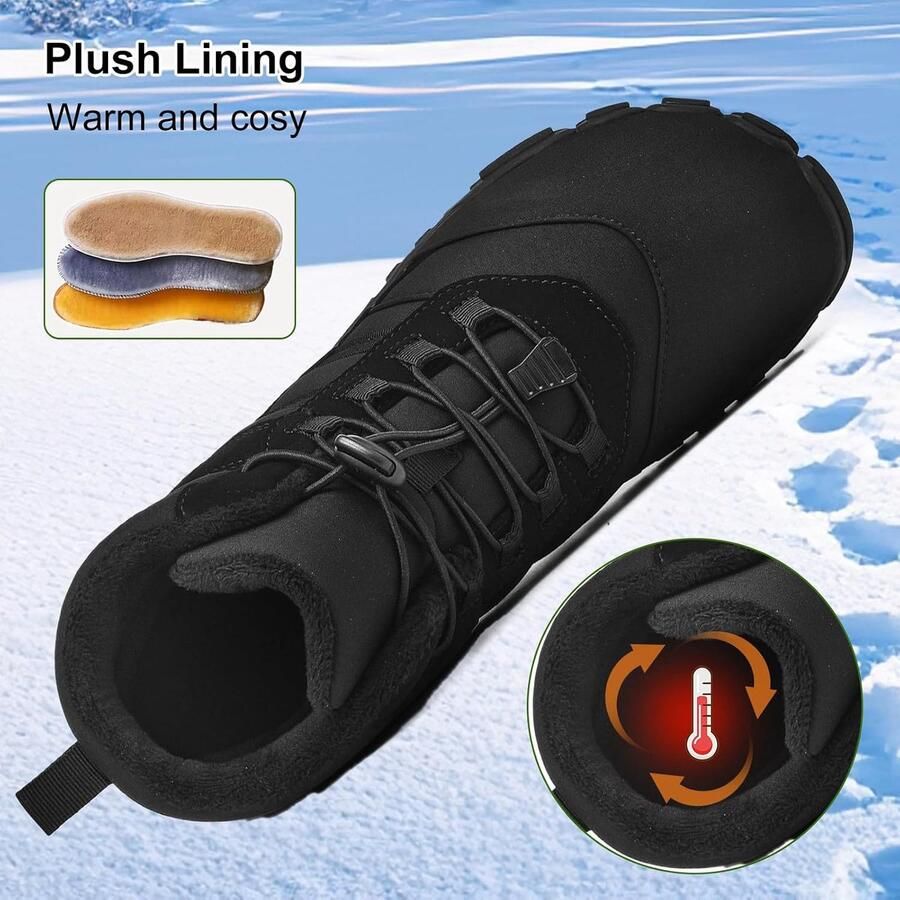 Laarzen Sneeuwlaarzen Outdoor Waterdichte Warme Bont Voering Wandelschoen Lichtgewicht Anti-Slip Wandelen Booties UK