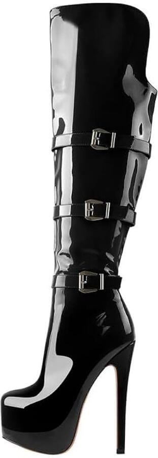 Laarzen hoge hakken lange schacht overknee boots stiletto's met gespen