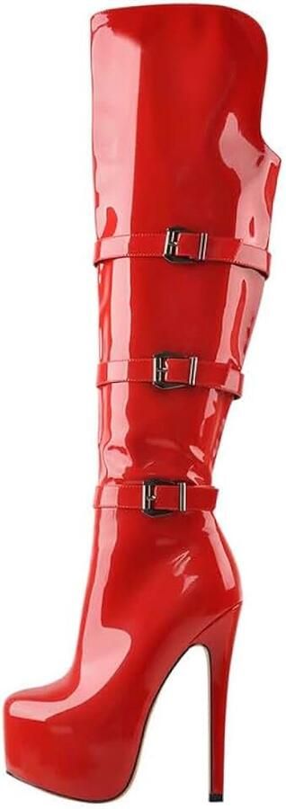 Laarzen hoge hakken lange schacht overknee boots stiletto's met gespen