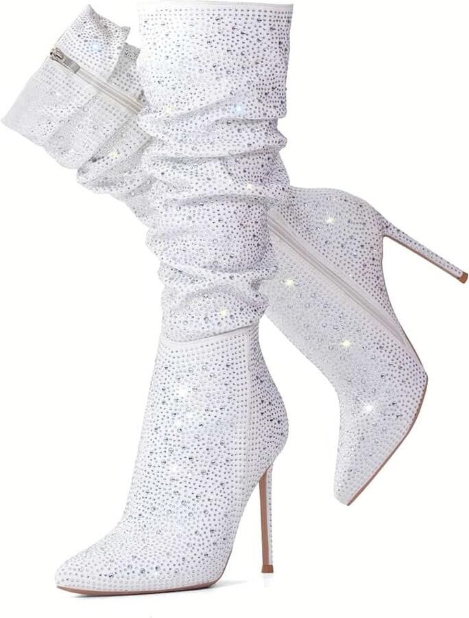 Laarzen hoge laarzen van suède met stiletto-hak en spitse kant met ritssluiting aan de zijkant elegante schoenen