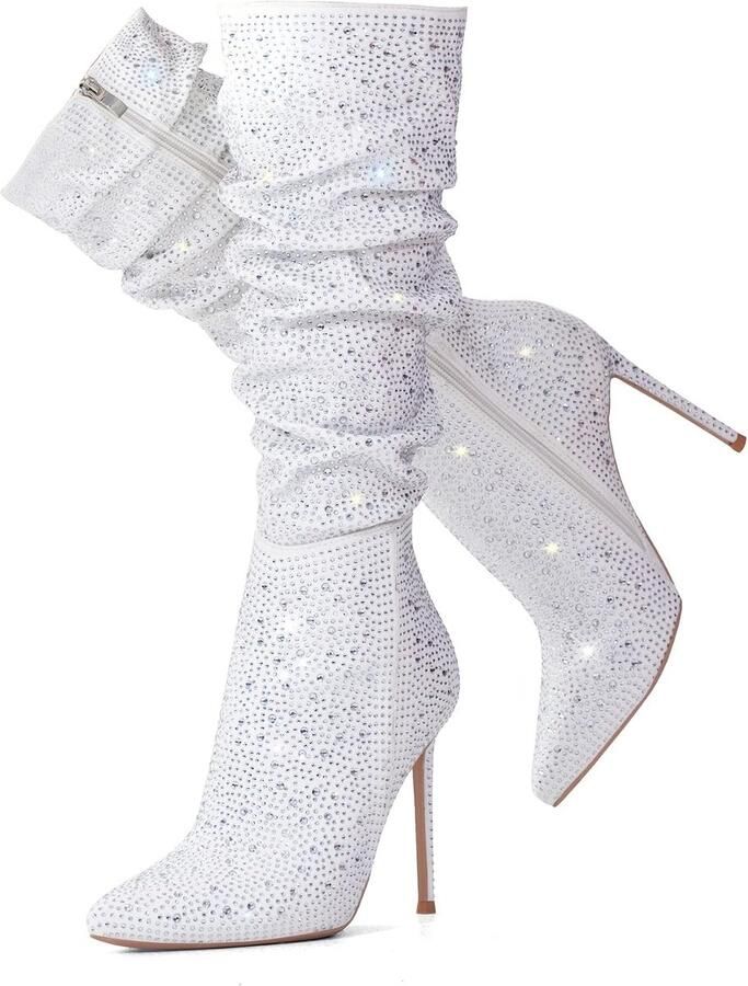 Laarzen hoge laarzen van suède met stiletto-hak en spitse kant met ritssluiting aan de zijkant elegante schoenen