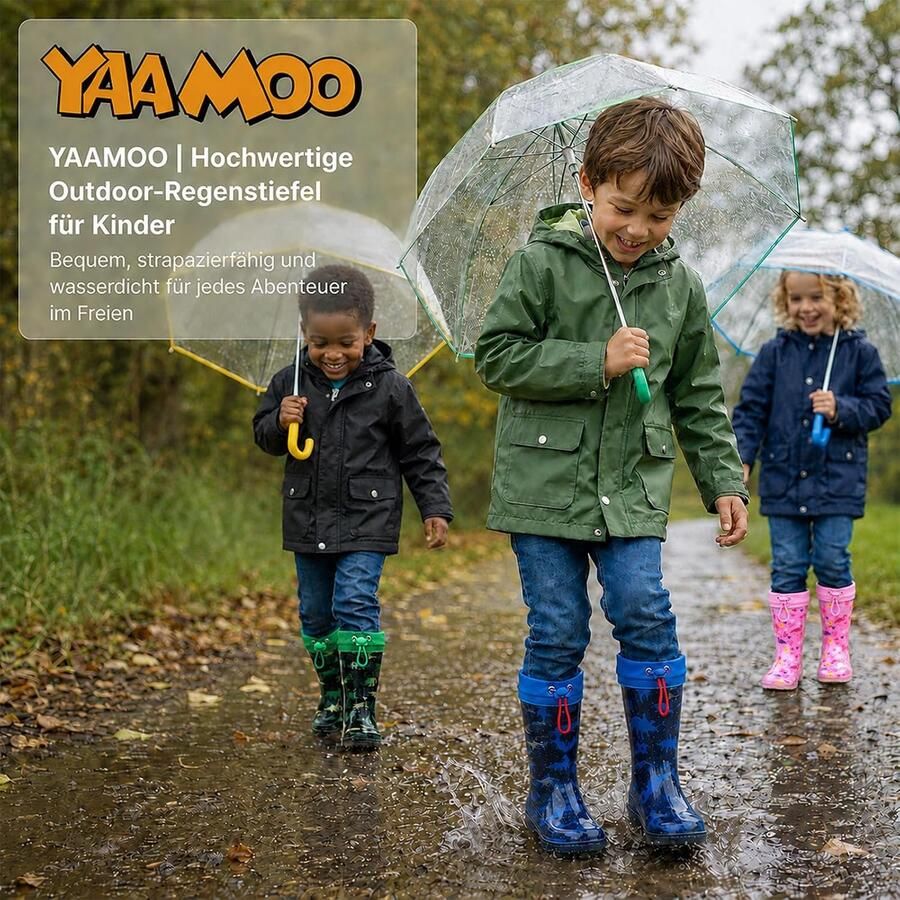 Laarzen kinderen Regenschoenen & Kids Rain Boots Jongens rubberlaarzen met trekkoord waterdicht met antislipzool blauw