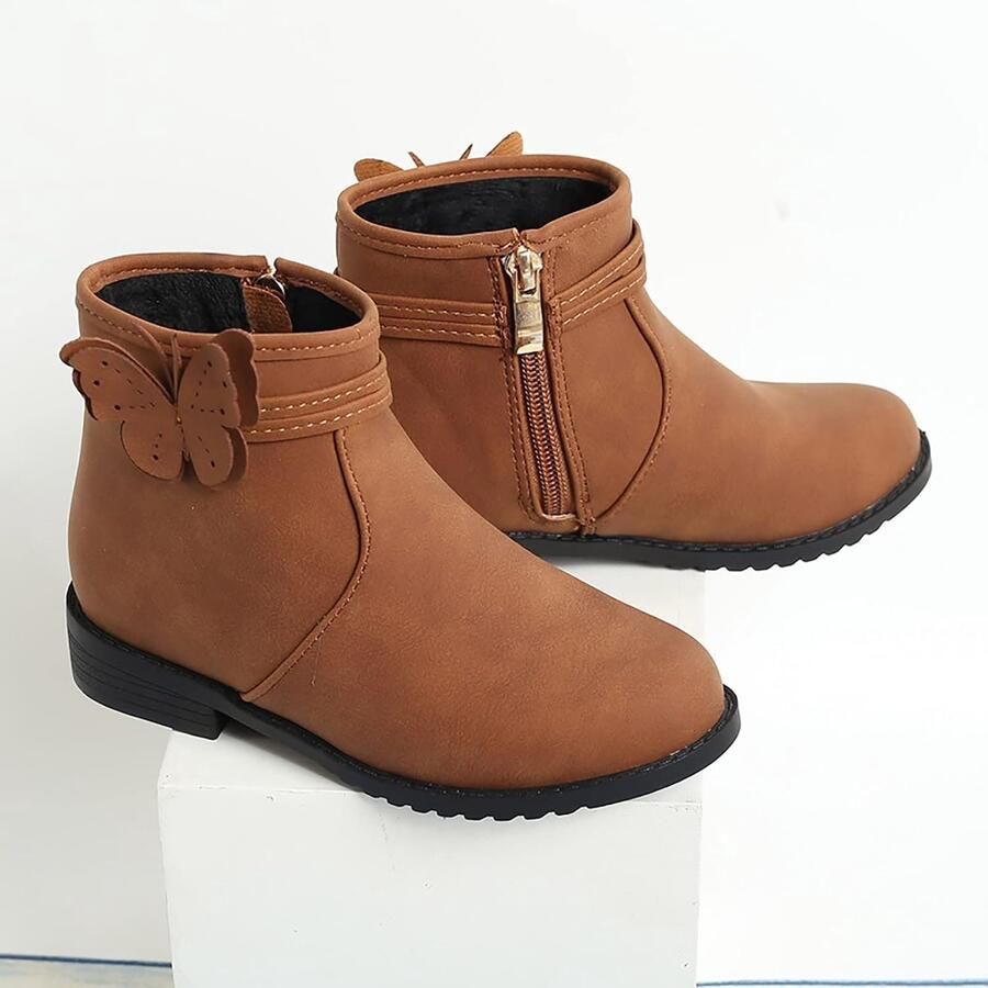 Laarzen Meisjes Prinsessenschoenen Effen Kleur Mid Chunky Heel Warme Laarzen Comfortabele Leuke Strik Winterschoenen Winterlaarzen
