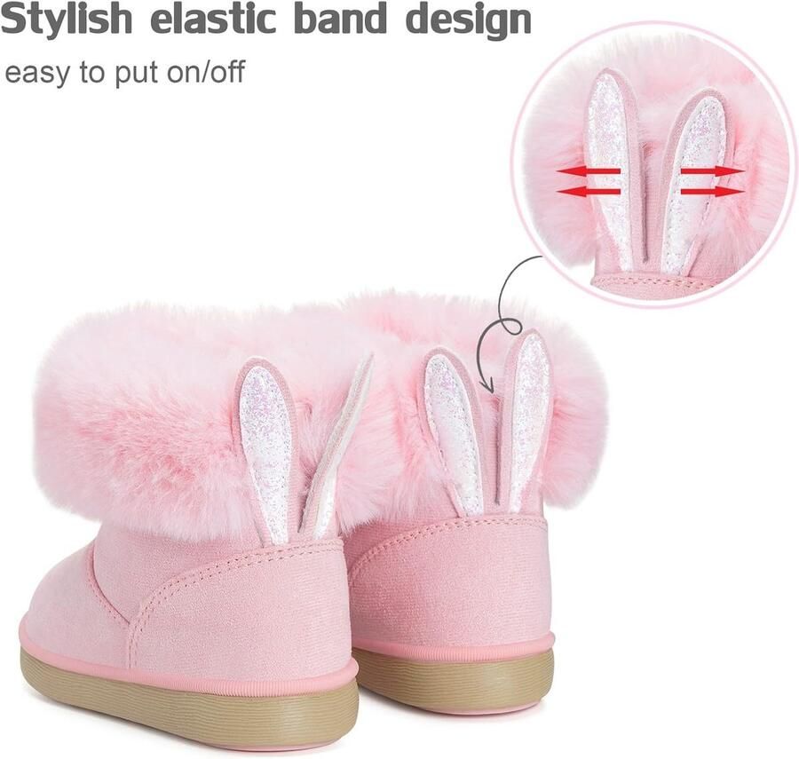 Laarzen meisjes warmte kinderen winter schoenen pluche gevoerd baby enkellaarsjes sneeuw laarzen anti-slip laarzen peuter schoenen slip-on laarzen Roze B =Etiket