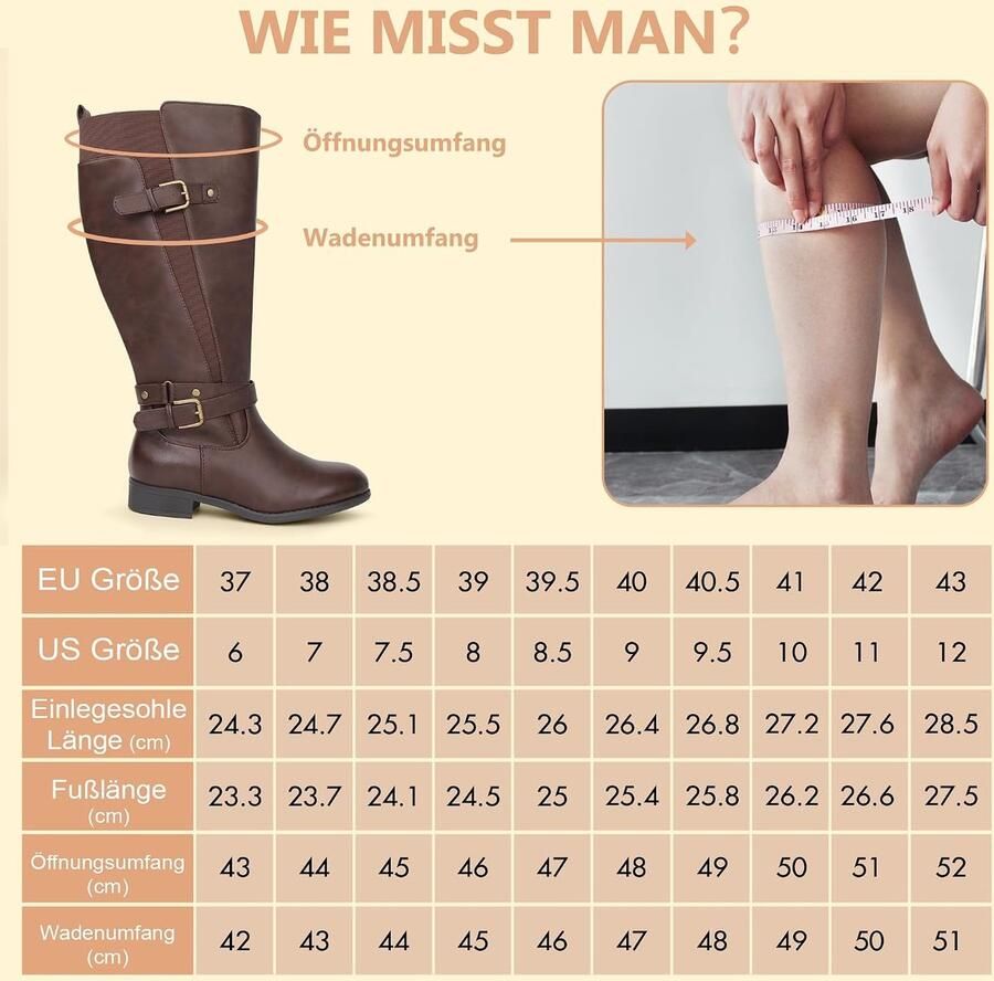Laarzen met Brede Schacht Elegante Kniehoge Laarzen met Lage Hak & Enkelbandje