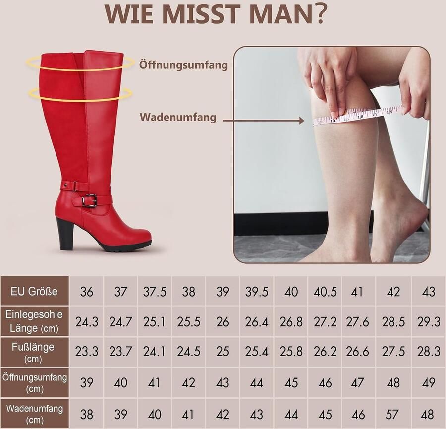 Laarzen met Brede Schacht Kniehoge Hoge Hak Laarzen met Enkelgesp