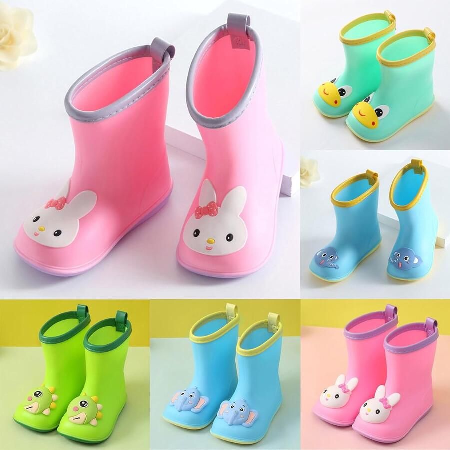 Laarzen met Easy On Handles Jelly Transparante Waterdichte Antislip Zool Leuke Cartoon Kids Regenlaarzen voor Tuin Outdoor Spelen Baby-13.5 UK Kind