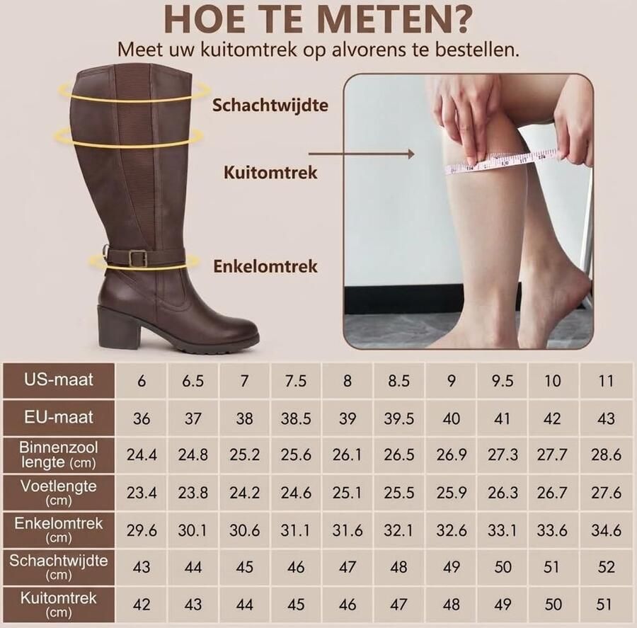 Laarzen met extra brede kuiten stretch-inzetstuk ritssluiting aan de zijkant kniehoog met blokhak