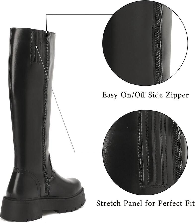Laarzen met ritssluiting aan de zijkant dikke antislipzool en ronde neus elegant en comfortabel voor winter en herfst