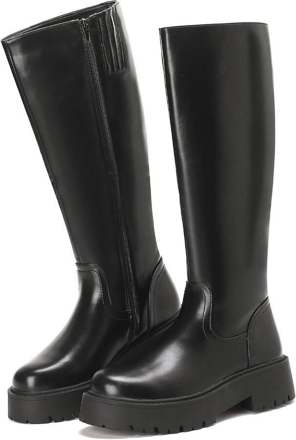 Laarzen met ritssluiting aan de zijkant dikke antislipzool en ronde neus elegant en comfortabel voor winter en herfst