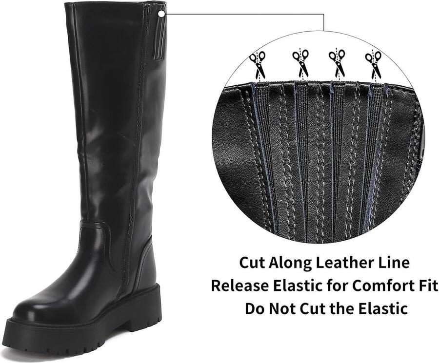 Laarzen met ritssluiting aan de zijkant dikke antislipzool en ronde neus elegant en comfortabel voor winter en herfst