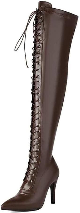 Laarzen met veters spitse hoge hakken veterlaarzen stiletto met ritssluiting