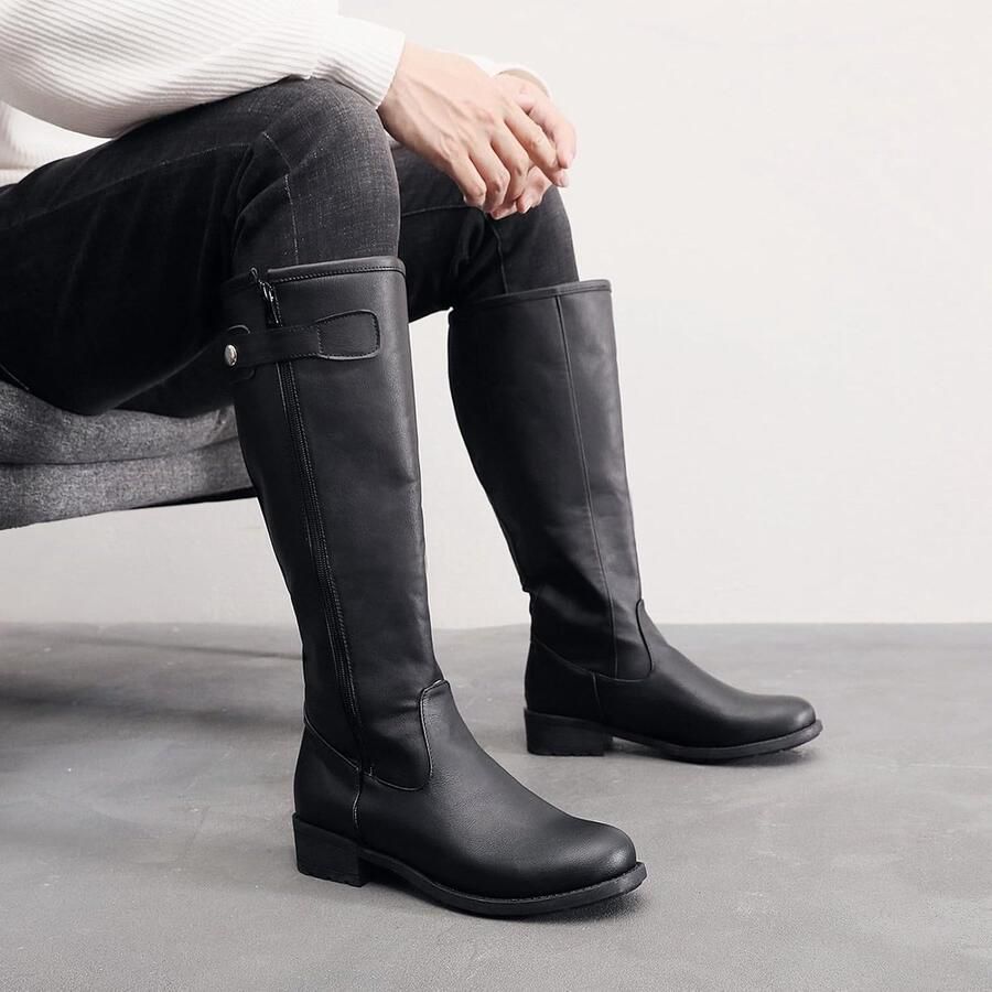 Laarzen Rits aan de Zijkant Patchwork PU Leer Ridder