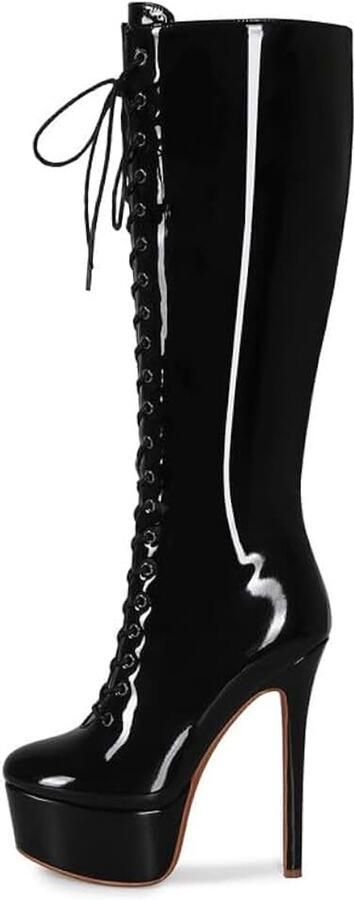 Laarzen veterlaarzen met hoge stilettohak modieuze boots voor feestjes club en podium